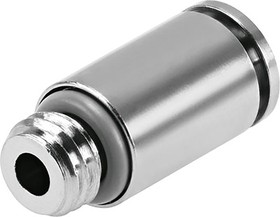Фото 1/2 NPQH-DK-M5-Q6-P10, NPQH Series Straight Threaded Adaptor, M5 Male to Push In 6 mm, Threaded-to-Tube Connection Style, 578371