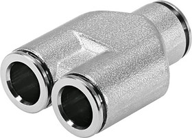 NPQH-Y-Q6-Q4-P10, NPQH Series Y Tube-to-Tube Adaptor, Push In 6 mm to Push In 4 mm, Tube-to-Tube Connection Style, 578413