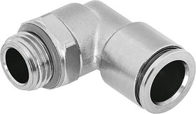 Фото 1/2 NPQH-L-G18-Q6-P10, NPQH Series Elbow Threaded Adaptor, G 1/8 Male to Push In 6 mm, Threaded-to-Tube Connection Style, 578281