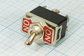 Фото 1/4 Рычажный переключатель (тумблер), 220В, 10А, переключение ON-ON, d12.2, металлический, контакты 6Cвинт, KN3B-202A