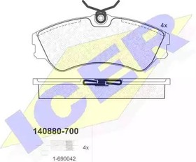 140880700, Колодки дисковые передние VW T4 1.8-2.5/1.9D/TD/2.4D 90-98 ДИСК 14''