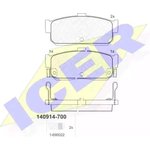 140914700, Колодки тормозные Nissan Almera 95-00, Maxima 00- задние ICER