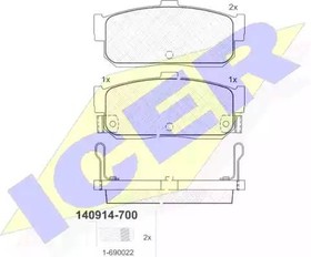 140914700, Колодки тормозные Nissan Almera 95-00, Maxima 00- задние ICER