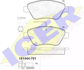 181444701, Колодки дисковые передние FIAT STILO 1.2I/1.6I 01