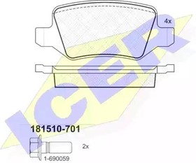 181510701, Колодки дисковые задние MERCEDES-BENZ: W168 1.9/2.1 99 /VANEO 1.6I-1.7CDI 01