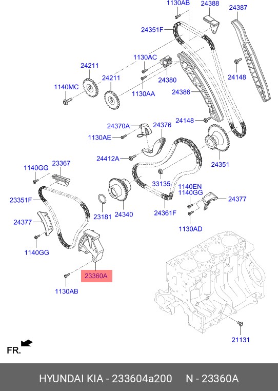 Натяжитель цепи масляного насоса HYUNDAI H-1 (STAREX)07-2.5