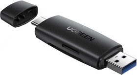 Фото 1/4 Картридер UGREEN CM304 (80191) USB-C +USB TF/SD 3.0, черный