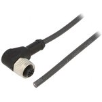 LC02FBR-PUR, Соединительный кабель; M12; PIN: 4; угловой; 2м; вилка; 250ВAC; 4А
