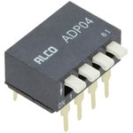 1571999-6, Switch DIP OFF ON SPST 4 Piano 0.1A 24VDC PC Pins 2.54mm Thru-Hole ...