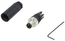 SAIS-M8-3P, Разъем: M8, "папа", PIN: 3, прямой, на провод, вилка, 4А, IP67, 60В, Weidmuller | купить в розницу и оптом