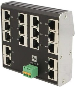 Фото 1/2 58904, Switch Ethernet; unmanaged; Number of ports: 16; 9?36VDC; RJ45