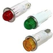 1090QC1-12V, Panel Mount Indicator Lamps RED DIFFUSED 1/2" MOUNTING HOLE