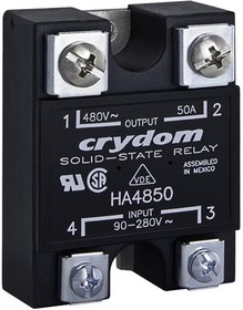 Фото 1/2 HD4850P, Solid State Relays - Industrial Mount SSR Relay, Panel Mount, IP00, 530VAC/50A, DC In, Zero Cross, IOP