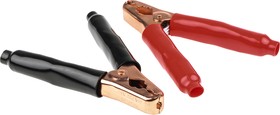 Фото 1/7 010031, Crocodile Clip, Copper-Plated Steel Contact, 200A, Black, Red