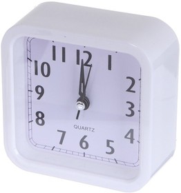 Фото 1/2 Perfeo Quartz часы-будильник "PF-TC-019", квадратные 10*10 см, белые