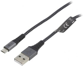 49282, Кабель; USB 2.0; вилка USB A,вилка micro USB B; 1м; 480Мбит/с