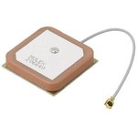 206640-0001, Antenna, Flat Patch, 1.607 GHz to 1.597 GHz, 4.5 dBi Gain, Adhesive, Right Hand Circular