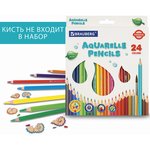 Карандаши цветные акварельные BRAUBERG PREMIUM AQUARELLE, 24 цвета, трехгранные ...