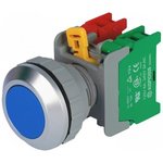 XB30-1O/C BL, Переключатель кнопочный 1 NC + NO 30мм синий IP65 -20-60°C