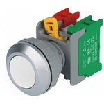 XB30-1O/C W, Переключатель кнопочный 1 NC + NO 30мм белый IP65 -20-60°C