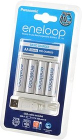 Фото 1/2 Panasonic eneloop K-KJ61MCC40USB Basic Charger + 4АА1900мАч BL1, Зарядное устройство с аккумуляторами