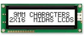 MC21609AB6W-FPTLW-V2, MC21609AB6W-FPTLW-V2 AB Alphanumeric LCD Display White, 2 Rows by 16 Characters, Transflective
