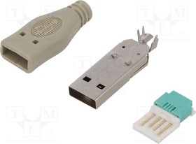 Фото 1/2 UP0003, Вилка; USB A; "папа"; на провод; без инструмента; PIN: 4