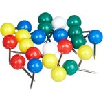 Кнопки силовые д/пробковых досок Attache ШАРИКИ,пластик, ассорти,50шт/уп