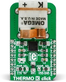 Фото 1/4 MIKROE-2501, THERMO K click Temperature Sensor mikroBus Click Board for MCP9600