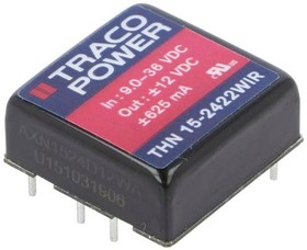Фото 1/3 THN 15-2422WIR, Преобразователь: DC/DC, 15Вт, Uвх: 9-36В, Uвых: 12ВDC, Iвых: 625мА