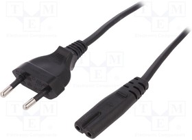 Фото 1/2 AK-440104-018-S, Cable; CEE 7/16 (C) plug,IEC C7 female; 1.8m; Sockets: 1; black