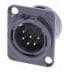 NC6MD-L-B-1, DL Series - 6 pole male receptacle - solder cups, black metal housing - gold contacts Universal D-size metal bo ...