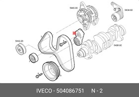 504086751, Натяжитель ремня регулируемый основной (к генератору) Фиат Дукато IVECO
