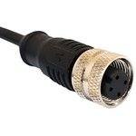 PXPPVC12FBF05ACL010PVC, Cordset, M12 Socket - Bare End, 5 Conductors, 1m, IP67, Black