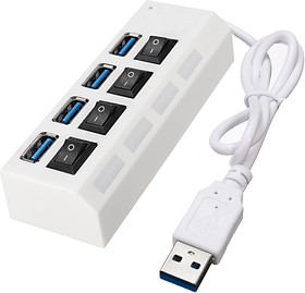 PL4013, USB хаб Pro Legend, 4 порта USB 2.0, с выключателем, 480mbps, белый