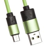 USB кабель LP Micro USB круглый soft touch металлические разъемы зеленый, европакет