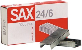 Скобы для степлера N24/6 SAX оцинкованные (2-30 лист.) 1000 шт в упаковке