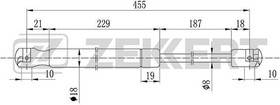 GF-2087, Амортизатор капота Toyota 4 Runner (N210) 02-, LC Prado 120 02- Zekkert