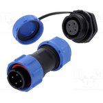 DS1110-25-04BU8A, Разъем: круглый; "папа" + "мама"; PIN: 4; 3А; IP67; 500В; пайка