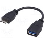 AK-AD-30, Кабель, OTG, USB 3.0, гнездо USB A, вилка micro USB B, 0,15м