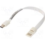 AK-AD-47, Кабель, USB 3.0, вилка USB A, вилка USB C, никелированные, 0,23м,