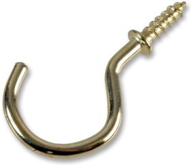 D00867, Shouldered Cup Hooks Brass Plated 1 1/4" (32mm), 10 Pack