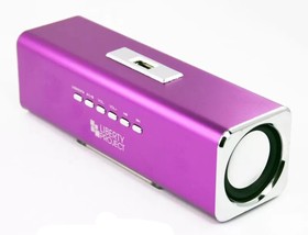 Колонки портативные LP K-101 Металл + 3,5 мм + USB + microSD + заменяемый АКБ + FM радио фиолетовые