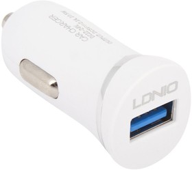 Фото 1/2 Автомобильная зарядка LDNIO 2 USB выхода 2,1А + кабель Micro USB DL-C12 белая, коробка