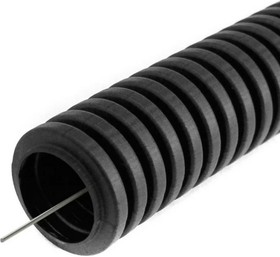 Труба ПНД гибкая гофр. d32мм, тяжёлая с протяжкой, 50м, цвет черный PROxima tpnd-32-t
