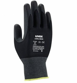 6057307, Unilite 6605 Black Nylon General Purpose Work Gloves, Size 7, Small, NBR Coating