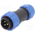 DS1110-27-3BU8, Разъем: круглый; "папа" + "мама"; PIN: 3; 3А; IP67; 500В; на провод