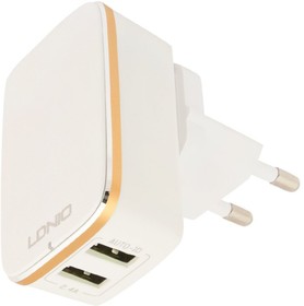 Фото 1/3 Блок питания (сетевой адаптер) LDNIO 2 USB выхода 2,4А Quick Charge 2.0 + кабель для Apple 8 pin A2404 белая, коробка