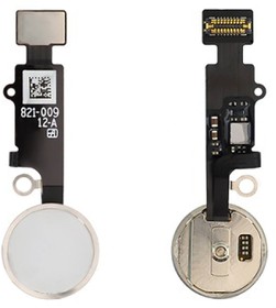 Шлейф/FLC для Apple iPhone 7, 7 Plus, 8, 8 Plus с кнопкой Home белая в серебристой рамке