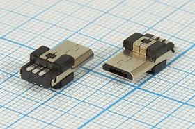 Штекер micro USB, тип B, 5 контактов, на кабель; №10561 штек microUSB \B\5C2C\каб\\\microUSBB5P